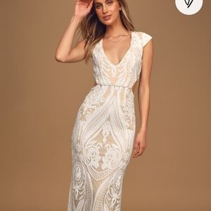 Lulu's Always Adored White and Nude Sequin Mermaid